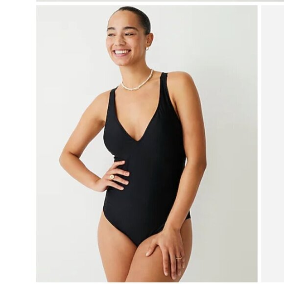 J. Crew Other - J. Crew High-Support Cross-Back One-Piece Swimsuit Black Size 8 NWT